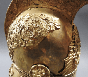 Inniskilling Dragoons Helmet close-up of the decorative leaves
