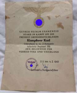 WW2 German paperwork for sale