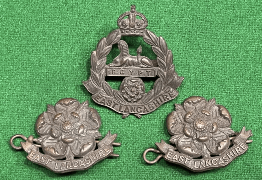 WW1 British Officer's Service Dress East Lancashire Cap and Collar Badges for sale