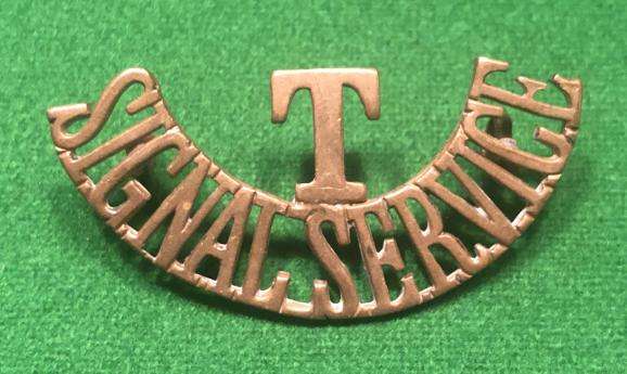 WW1 T Signal Service Brass Shoulder Title for sale
